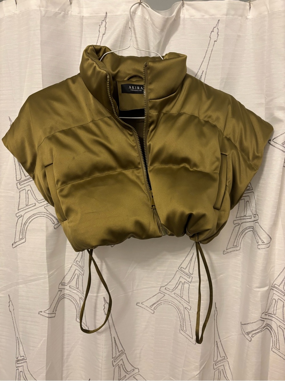 AKIRA Olive Cropped Puffer Jacket